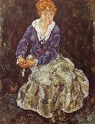 Egon Schiele, Portrait of Edith Schiele Seated